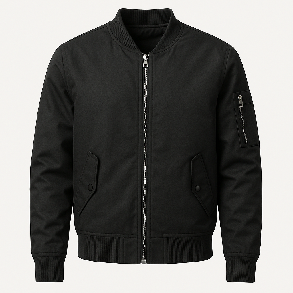 Schwarze Unisex-Bomberjacke